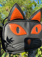 Load image into Gallery viewer, Hand Crafted : Small square Bag Black Halloween kitty Kitten