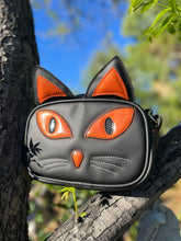 Load image into Gallery viewer, Hand Crafted : Small square Bag Black Halloween kitty Kitten