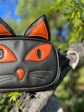 Load image into Gallery viewer, Hand Crafted : Small square Bag Black Halloween kitty Kitten