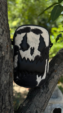 Handcrafted: Side Bag Faux Cow print and black