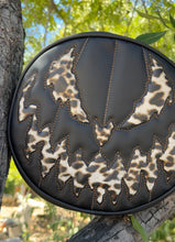 Load image into Gallery viewer, Handcrafted Bad Company Bag: Black and Leopard Print Vinyl