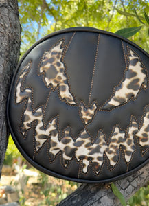 Handcrafted Bad Company Bag: Black and Leopard Print Vinyl