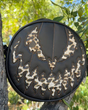 Load image into Gallery viewer, Handcrafted Bad Company Bag: Black and Leopard Print Vinyl