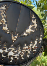 Load image into Gallery viewer, Handcrafted Bad Company Bag: Black and Leopard Print Vinyl