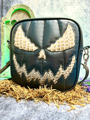 Handcrafted Square Bad Company Deep Midnight Blue and Grey Croc Gradient