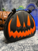 Load image into Gallery viewer, Handcrafted MissChievous Handbag- Black and Orange