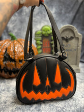 Load image into Gallery viewer, Handcrafted MissChievous Handbag- Black and Orange