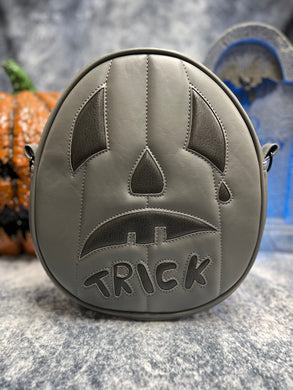 Black Friday Sale Handcrafted: Trick and Treat Double sided Bag Grey and black