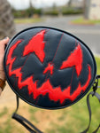 Handcrafted Stark Raving Bag: Midnight Blue and Neon Red Glitter