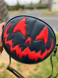 Handcrafted Stark Raving Bag: Midnight Blue and Neon Red Glitter