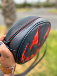 Handcrafted Stark Raving Bag: Midnight Blue and Neon Red Glitter
