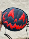Handcrafted Stark Raving Bag: Midnight Blue and Neon Red Glitter