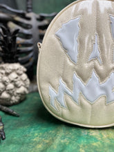Load image into Gallery viewer, SALE Handcrafted Scaredy Cat Bag: White Glitter and white Patent Vinyl