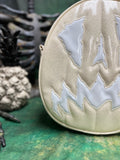 Handcrafted Scaredy Cat Bag: White Glitter and white Patent Vinyl