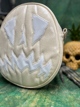 Load image into Gallery viewer, SALE Handcrafted Scaredy Cat Bag: White Glitter and white Patent Vinyl