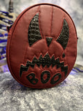 Handcrafted Double-Sided "Boo/ Spooky" Bag: Wine and Black Croc