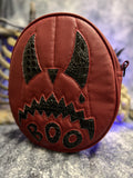 Handcrafted Double-Sided "Boo/ Spooky" Bag: Wine and Black Croc
