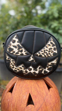 Load image into Gallery viewer, Handcrafted Mean Face Bag: Matte Black and leopard vinyl