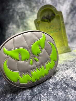 sale Hand Crafted Evil Face:  Grey and Neon Green