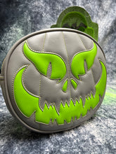 Load image into Gallery viewer, sale Hand Crafted Evil Face:  Grey and Neon Green