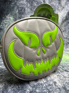 Hand Crafted Evil Face:  Grey and Neon Green