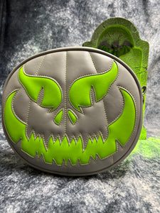 sale Hand Crafted Evil Face:  Grey and Neon Green