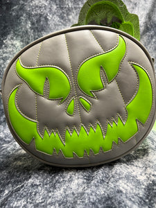 sale Hand Crafted Evil Face:  Grey and Neon Green
