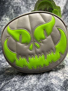 Hand Crafted Evil Face:  Grey and Neon Green