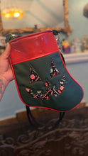 Load image into Gallery viewer, Holiday Stocking Tote Crossbody Bag- Green and Red with holiday Fabric