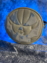 Load image into Gallery viewer, Black Friday sale Hand Crafted: Small Bat Face Glitter White with fuzzy Blue Cow print