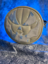 Load image into Gallery viewer, Black Friday sale Hand Crafted: Small Bat Face Glitter White with fuzzy Blue Cow print