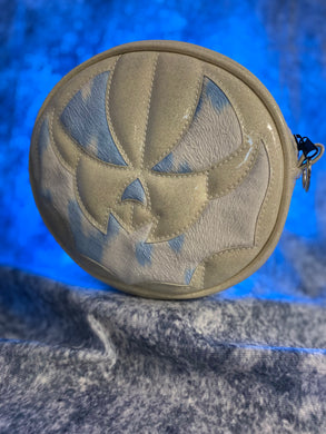 Black Friday sale Hand Crafted: Small Bat Face Glitter White with fuzzy Blue Cow print