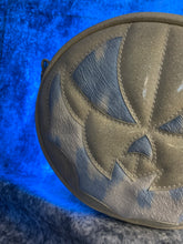 Load image into Gallery viewer, Black Friday sale Hand Crafted: Small Bat Face Glitter White with fuzzy Blue Cow print