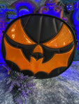 Handcrafted - Bat Mouth  Textured Black and Hi shine Glitter Orange