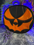 Handcrafted - Bat Mouth  Textured Black and Hi shine Glitter Orange