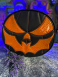 Handcrafted - Bat Mouth  Textured Black and Hi shine Glitter Orange