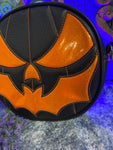 Handcrafted - Bat Mouth  Textured Black and Hi shine Glitter Orange