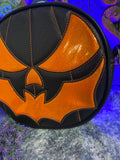 Handcrafted - Bat Mouth  Textured Black and Hi shine Glitter Orange
