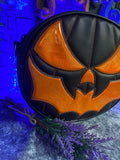 Handcrafted - Bat Mouth  Textured Black and Hi shine Glitter Orange