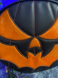 Handcrafted - Bat Mouth  Textured Black and Hi shine Glitter Orange