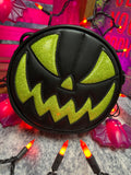 Pumpkin Kult: Mean Baby- Black and Glitter Green Pumpkin Bag
