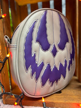 Load image into Gallery viewer, Hand Crafted : The Jackal Pumpkin bag Cool grey and Eggplant