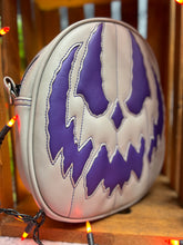 Load image into Gallery viewer, Hand Crafted : The Jackal Pumpkin bag Cool grey and Eggplant