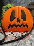 Handcrafted Scared Stiff Pumpkin bag/ Orange and Black - Crossbody