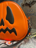 Handcrafted Scared Stiff Pumpkin bag/ Orange and Black - Crossbody