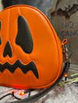 Handcrafted Scared Stiff Pumpkin bag/ Orange and Black - Crossbody