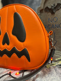 Handcrafted Scared Stiff Pumpkin bag/ Orange and Black - Crossbody