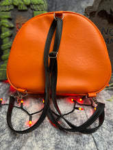 Load image into Gallery viewer, Handcrafted Scared Stiff Pumpkin bag/ Orange and Black- Backpack -Discontinued