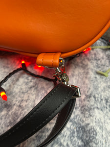 Handcrafted Scared Stiff Pumpkin bag/ Orange and Black- Backpack -Discontinued