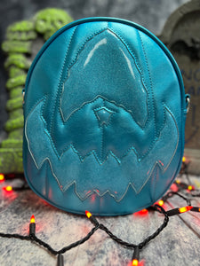 Sale Handcrafted Pastel Rotten Egg Oval: Metallic blue and glitter blue